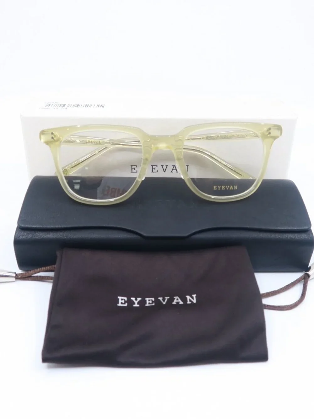 Eyevan FRANZ STW 49mm Transparent Yellow New Men's Square Eyeglasses Frames.